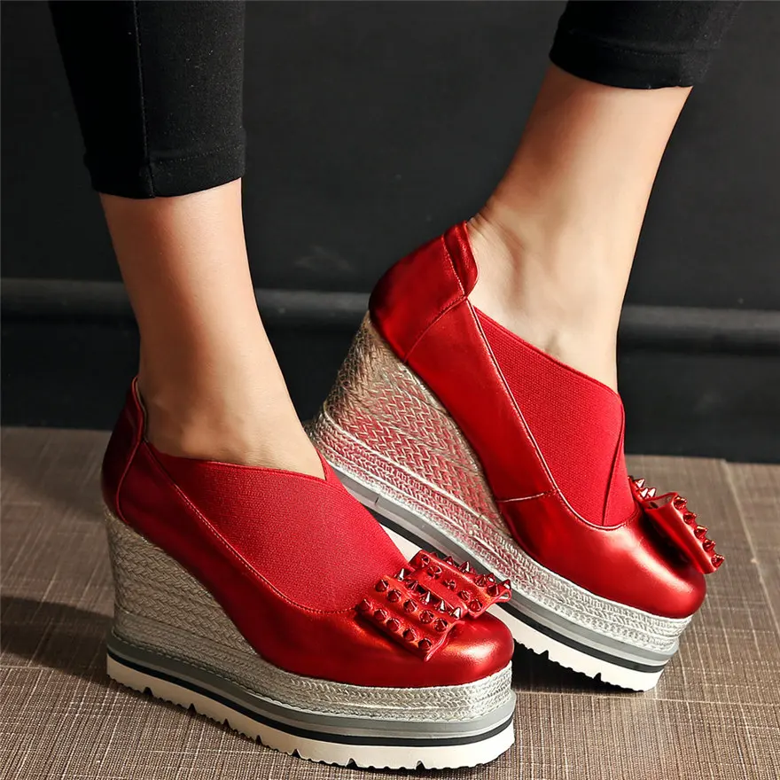 Туфли лодочки женские из коровьей кожи модные кроссовки высокий каблук с шипами