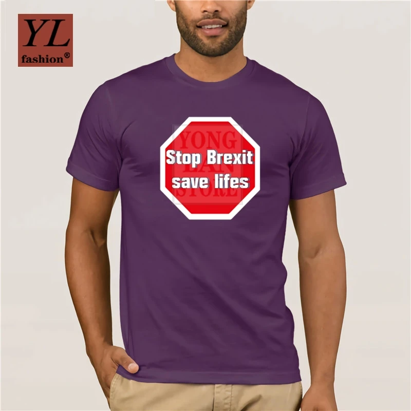 

Custom Stop Brexit Save Lifes T Shirt Comfortable Humorous Kawaii Mens Tshirts Round