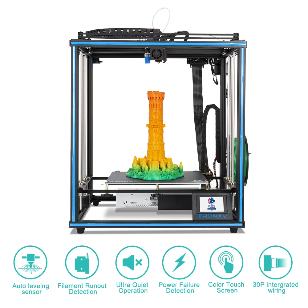 3D-принтер Tronxy X5SA с сенсорным экраном автоматическим выравниванием DIY 3 полностью