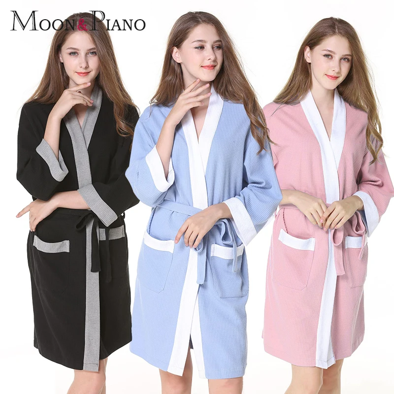 

Women Sexy Bathrobe Cotton Comfortable Knee Length S M L XL Size Solid Fashion Wedding Robe Sleepwear Autumn Nightdress Lady