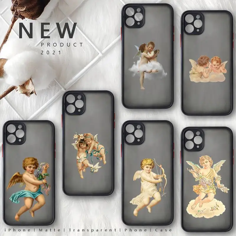 

baby angel painting aesthetic art Phone Case matte transparent For iphone 7 8 11 12 plus mini x xs xr pro max cover