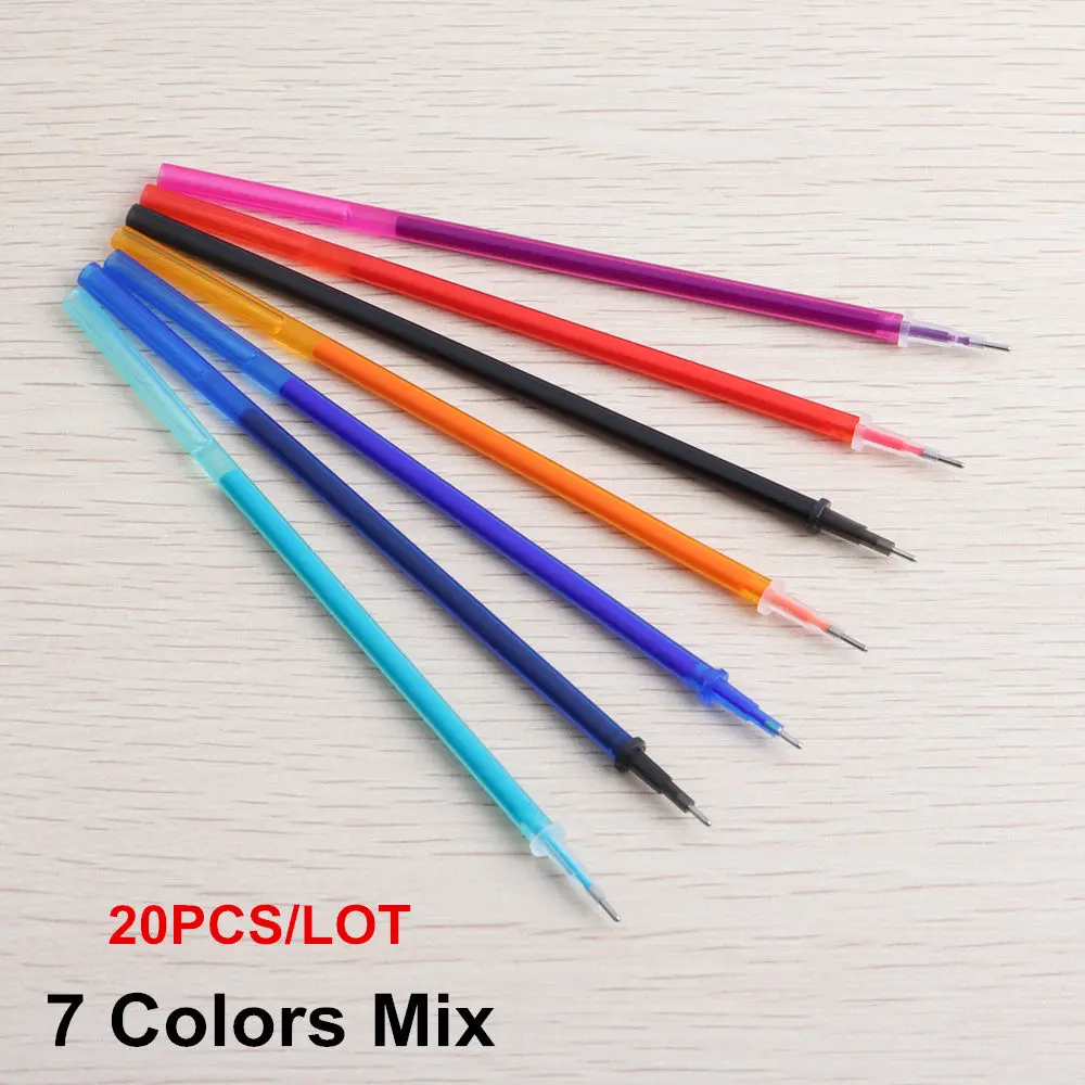 20 Mix Color Refill Набор стираемых ручек 20 шт, сменные чернила черного и синего цвета для гелевой ручки длиной 12,9 см, пишущие ручки 0,5 мм для офиса и школы, волшебные заправки - Цвет: 20 Mix Color Refill