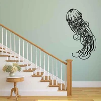 ocean jellyfish silhouette coastal wall sticker vinyl home decor living room bedroom bathroom wall decals interior mural 4576