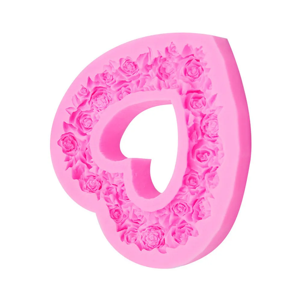 Эко дружественный большой размер сердце силиконовая форма в виде цветка розы