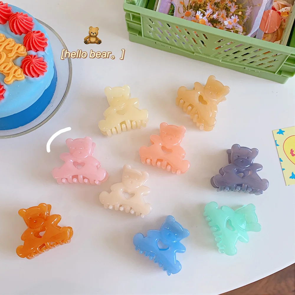 

1Pc Korean Cute Bear Hair Claws Acrylic Hair Clips Hairpins Barrette Headwear for Women Girls Hair Accessories