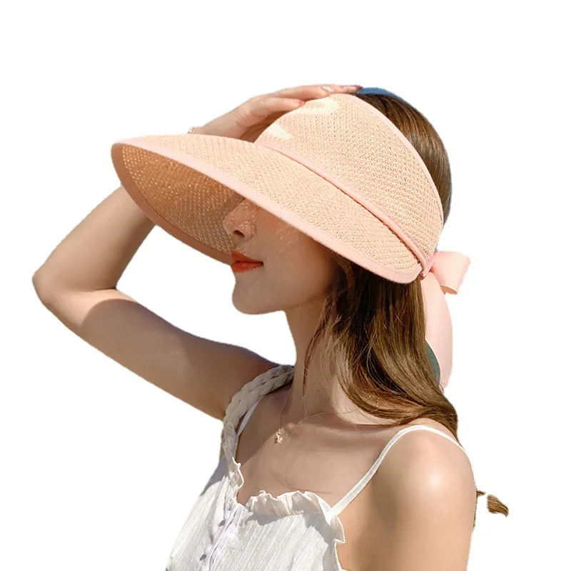 

Sun Hat Female Sun Protection Visor Cap Summer Korean Travel Summer Hat Beach Straw Hat Cycling without Top Shell Sun Hat