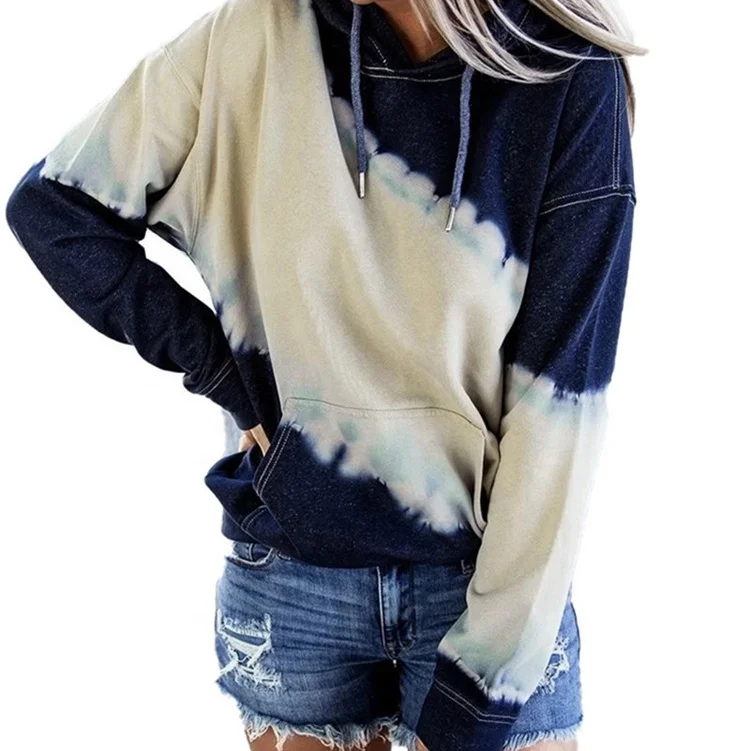 

2020 Autumn And Winter New Sweater Women's Tie-dye Hooded Long-sleeved Printed Sexy Loose Pullover Women's Clothing Tops