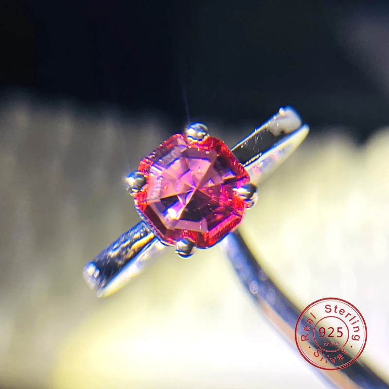 

Luxury 100% S Silver Color Round AAAAA Ruby Stone Engagement Wedding Band Rings for Women Men Finger fine Jewelry