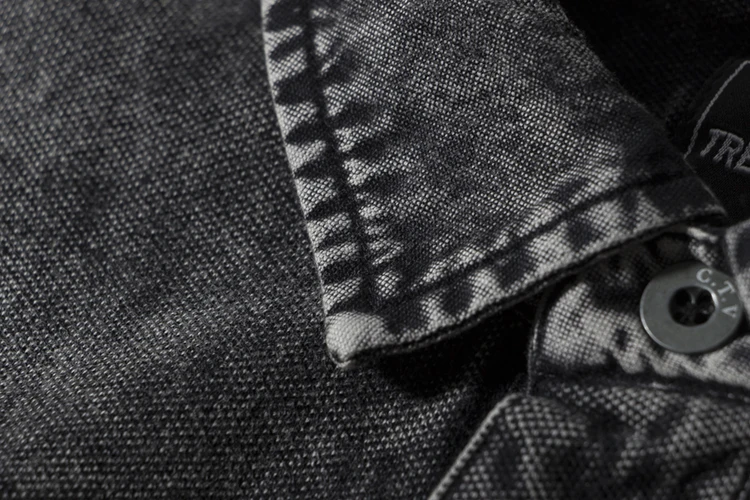 

GustOmerD New Autumn and Winter Men's T-shirt Retro Lapel Cotton Men's Clothing Casual Solid Color Long-sleeved T-shirt Men