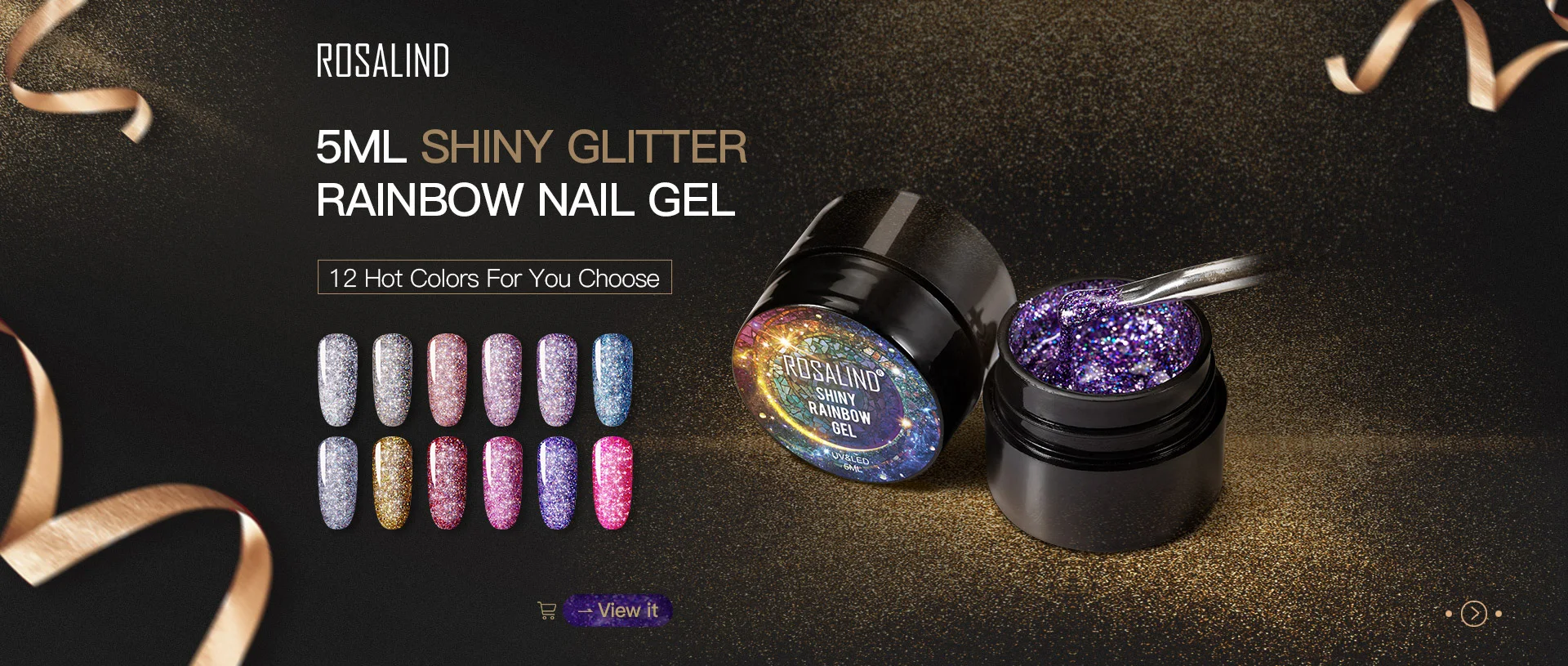 ROSALIND 5ML Блестящий бриллиант втирка для ногтей гель лак для ногтей все для маникюра гель лак с блестками маникюр