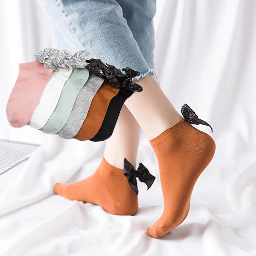 Модные красивые блестящие носки с бантом Креативные Harajuku Милые женские