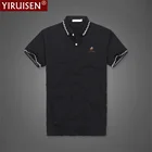 YiRuiSen вышитые рубашки поло бренд AF 100% хлопок дышащие Стандартные мужские футболки мужская одежда высокого качества с коротким рукавом