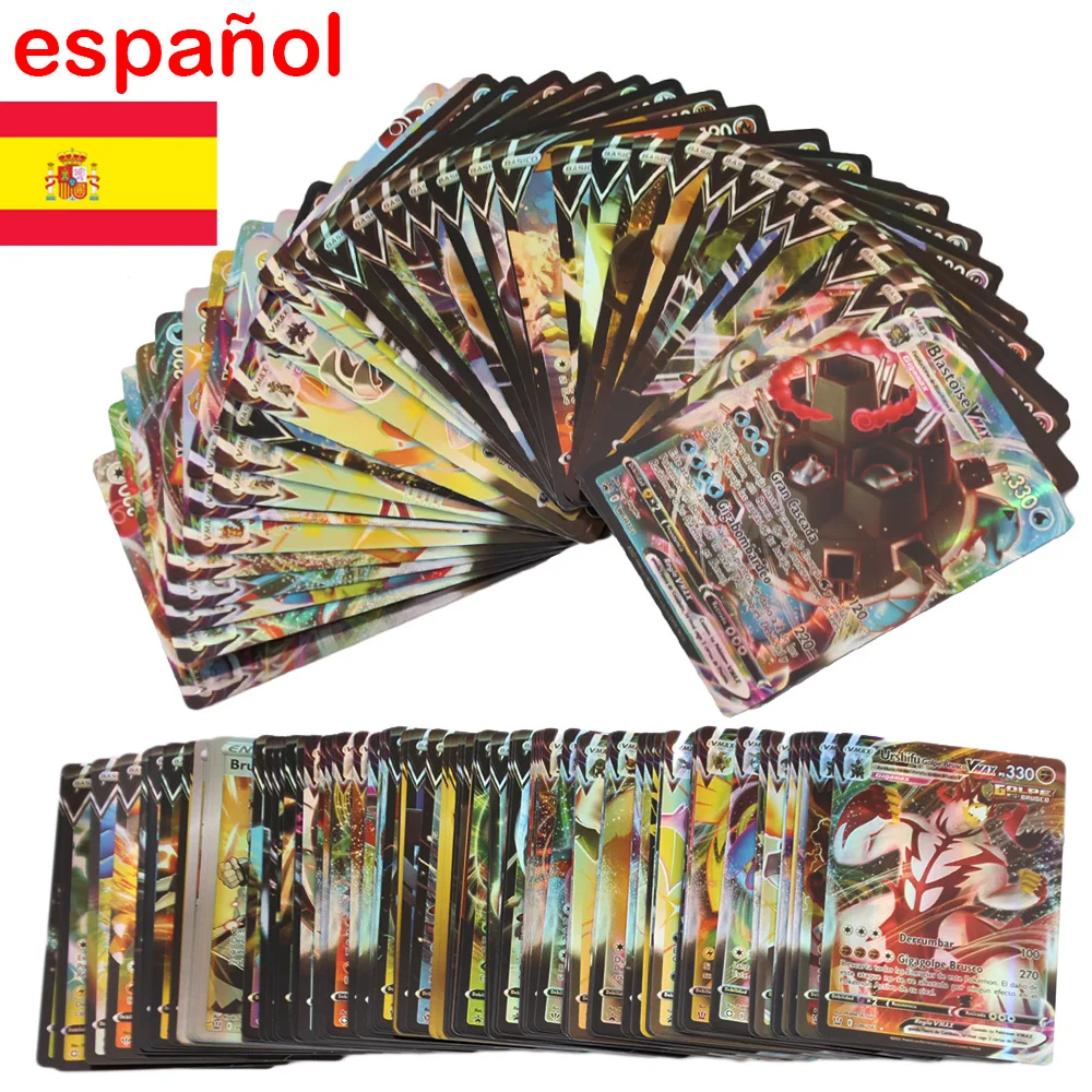 Испанская карта Покемон блестящие карты игровая бирка команды VMAX GX V MAX Battle Carte