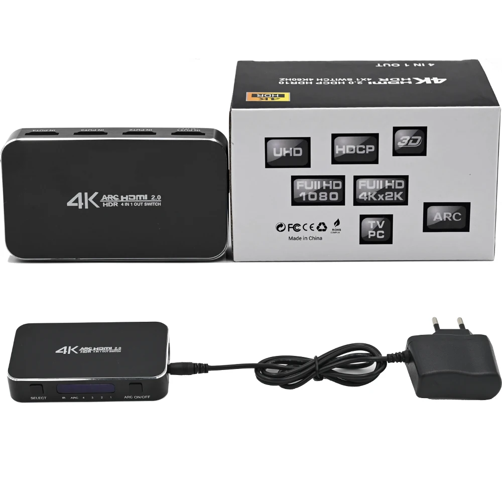 HDMI переключатель 4x1 4K @ 60 Гц аудио оптический TOSLINK Ultra HD 4 порта 1080p 3D для Xbox PS4 Blue Ray