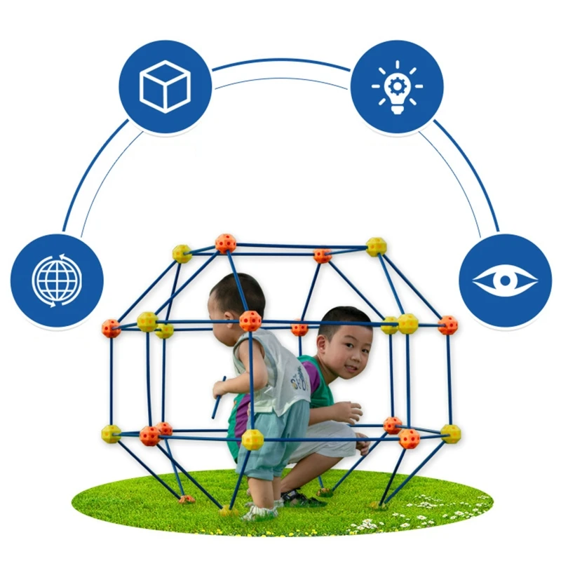 

69pcs/set Construction Fort Assembling Building Blocks Indoor Outdoor DIY Tent G88E