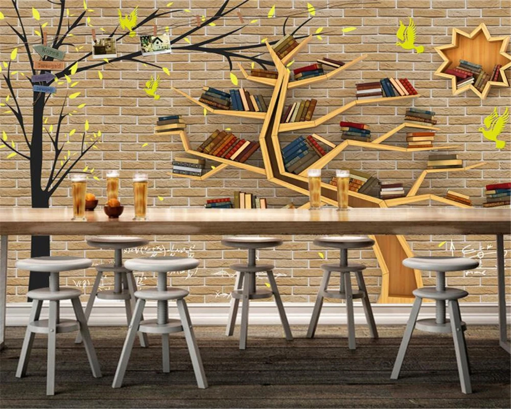 

Drop Shipping Custom Wallpaper Stereo Tree Bookcase Modern Abstract Art Wall Murals Living Room Bedroom Wallpaper Papier Peint