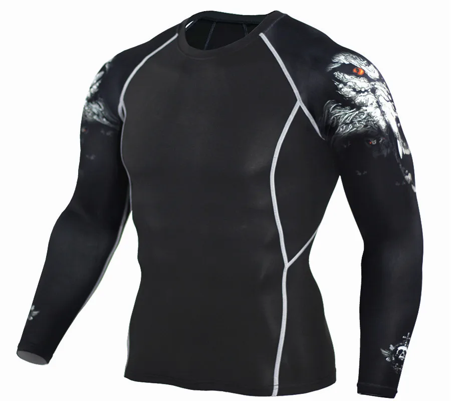 

Long Sleeve Sport Shirt Men Superhero Punisher 3D Compression T Shirt Quick Dry Men's Running T-shirt Gym Fitness Top rashgard