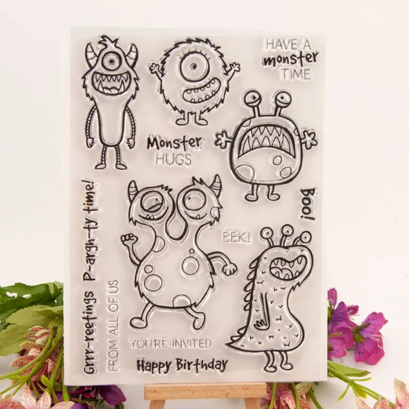 Monster Seal Stamp with Cutting Dies Stencil Set DIY Scrapbooking Embossing Photo Album Decorative Paper Card Craft Art | Дом и сад