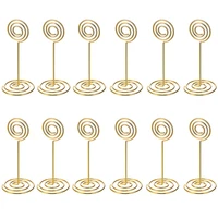 12 pack table number card holders photo holder stands place paper menu clips circle shape gold