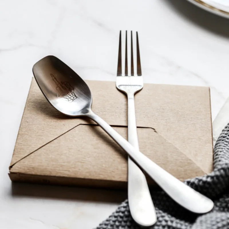 2020 Скелет Череп напечатанная ложка вилки нержавеющая сталь кофейная Западная