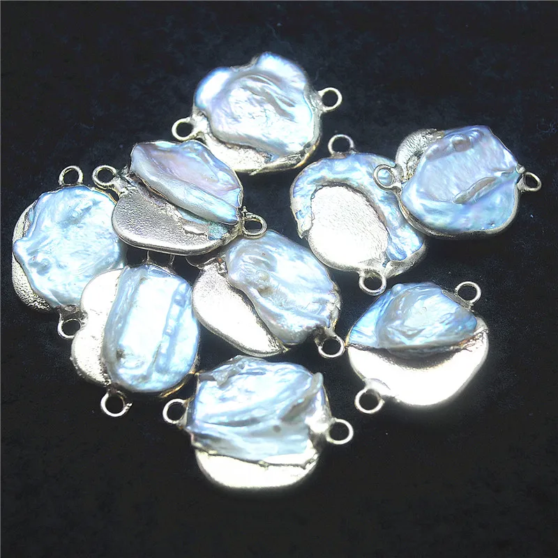 4PCS Nature Pearl Oyster Connectors Freshwater Shell Pendants Size 20-22MM For Women Bracelets Making Accessories Top Fashion DI