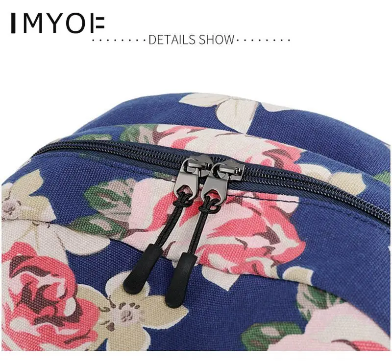 

Student School bag Backpacks 3 Pcs/set for Teen Girls School Bags Kids Bags Children Travel Floral Canvas Backpack Bookbags Set