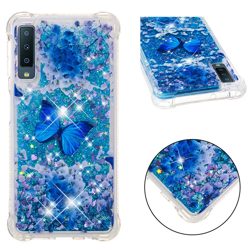 Блестками с блестками жидким песком чехол для samsung Galaxy A8 плюс A7 A6 A310 A510 A320 A520 A720 M20 M30 A10 A20 A30 крышка