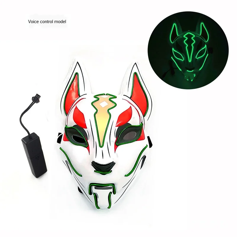 Anime Expro Decor Japanese Fox Mask Neon Led Light Cosplay Halloween Party Rave Dance DJ Payday Costume Props | Дом и сад