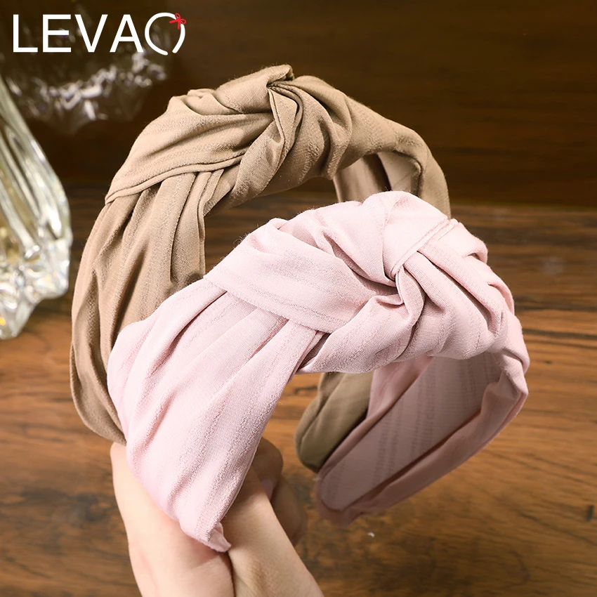 

Levao, одноцветная повязка на голову с узлом для женщин, широкие боковые полосы обруча для волос, ободок для девочек, новинка 2021, аксессуары для...