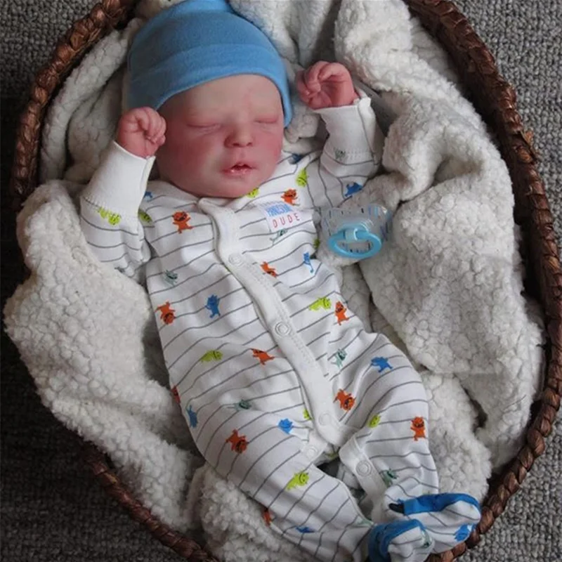 

17.5" Lifelike Reborn Baby Boy Black Hair Cute Sleeping Darren