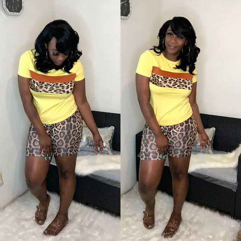 HAOYUAN комплект из двух предметов размера плюс с леопардовым принтом женский