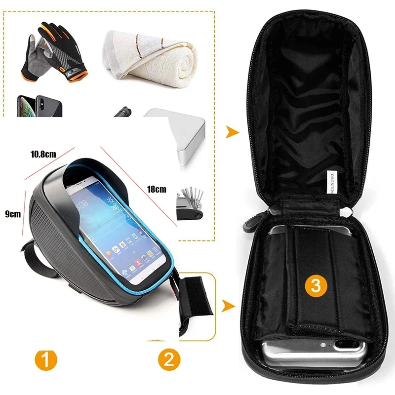 Велосипедная сумка на переднюю раму для телефона водонепроницаемый