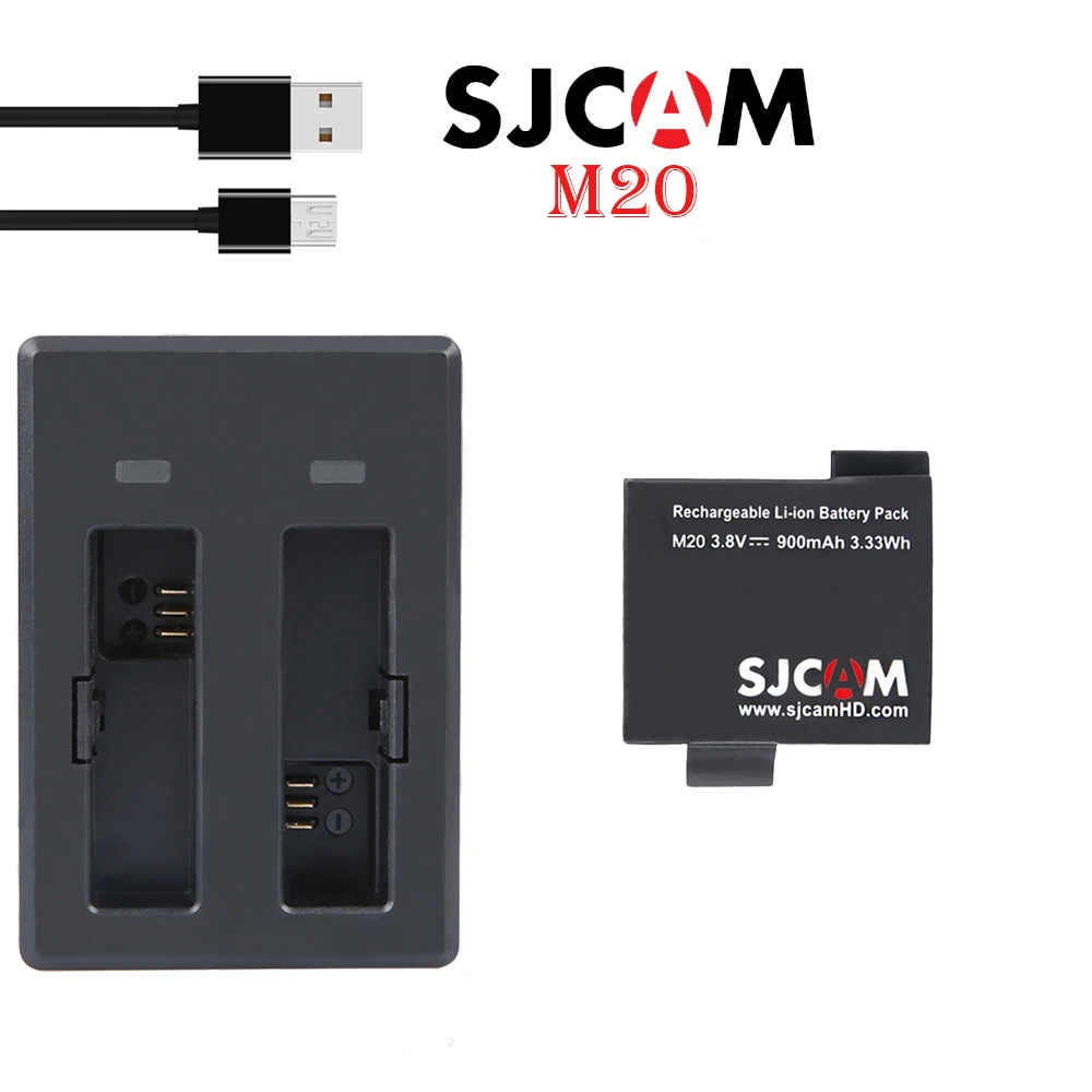 Оригинальный SJCAM M20 3 8 V 900mAh 3.33Wh литий-ионный аккумулятор черный для батареи