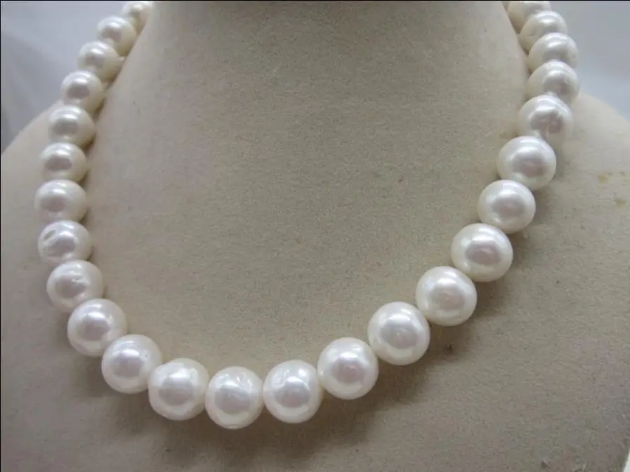 ?? 12-14ミリメートルクラシック南洋ホワイトラウンドパールネックレス18インチ14 18k
