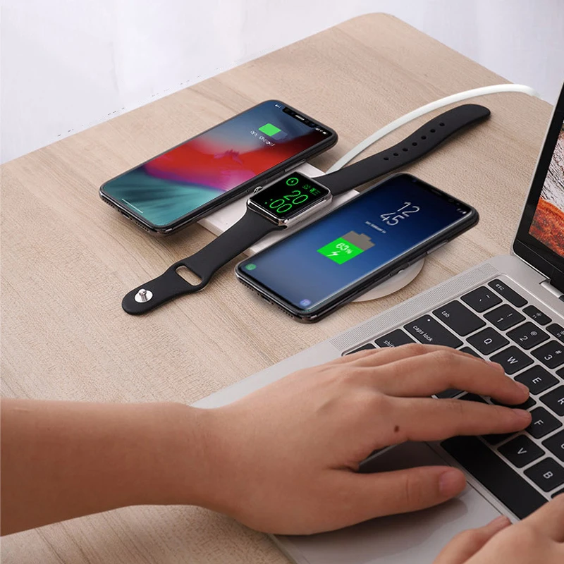 3 в 1 Qi Беспроводное зарядное устройство для Airpods Apple Watch 4 2 iWatch 3в1 быстрая