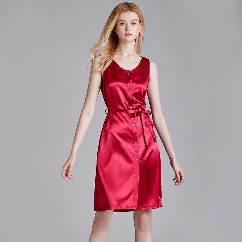 Женский атласное шелковое кимоно с поясом Повседневная Ночная рубашка для дома