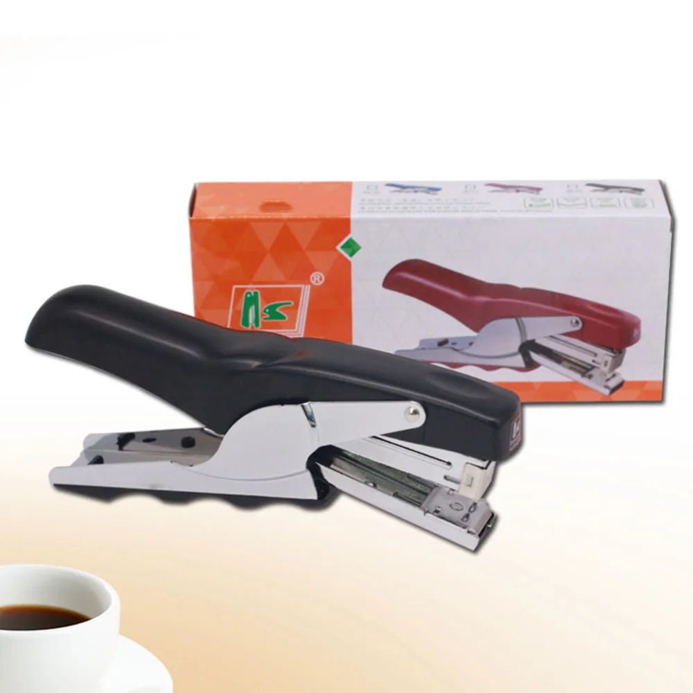 

Plier Stapler Hand Grip Type Metal Stapler Efficient Stapler without Stitching Needle (Black)