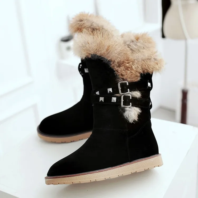 

2021 winter new warm flat bottom plus velvet thick wool warm snow boots fashion plus size women's boots