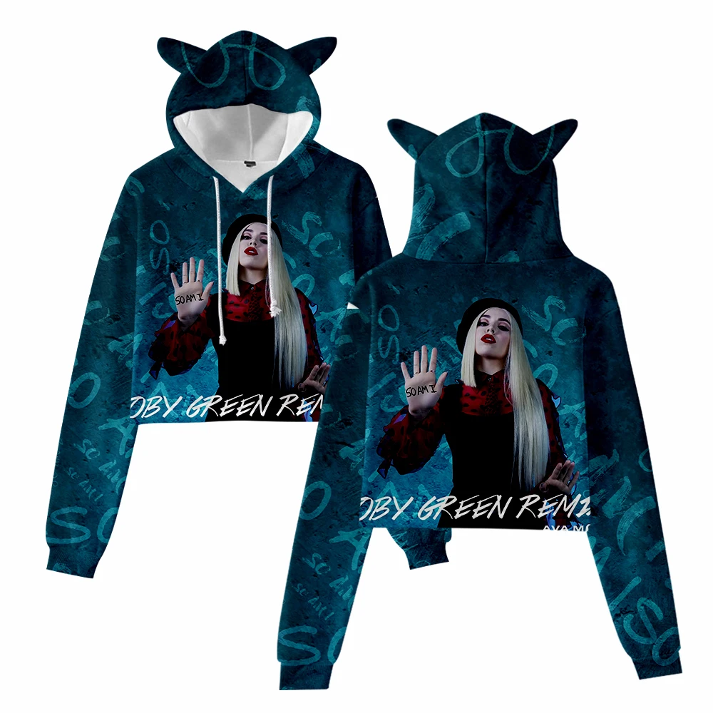 

Girls Kawaii Ava Max Cat Ears Hoodie OMG Ava Max Sweatshirts Women Crop Tops Pullovers Casual Clothing Style Oversized Hoody