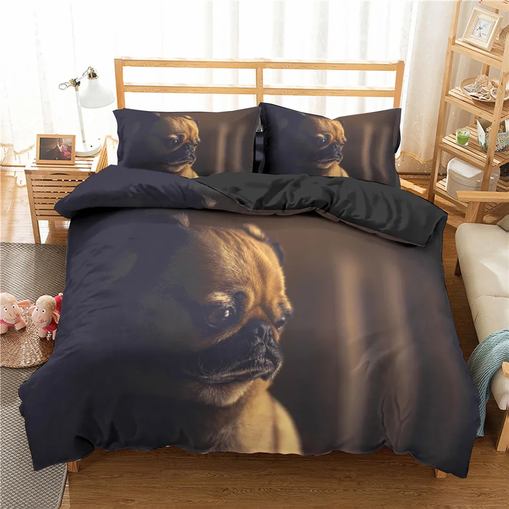 

Homesky 3D Pug Dog Bedding Set Cute Animal Duvet Cover Queen King Size Pug Dog Bedding Set Child Adults Quilt Cover Bed Cover