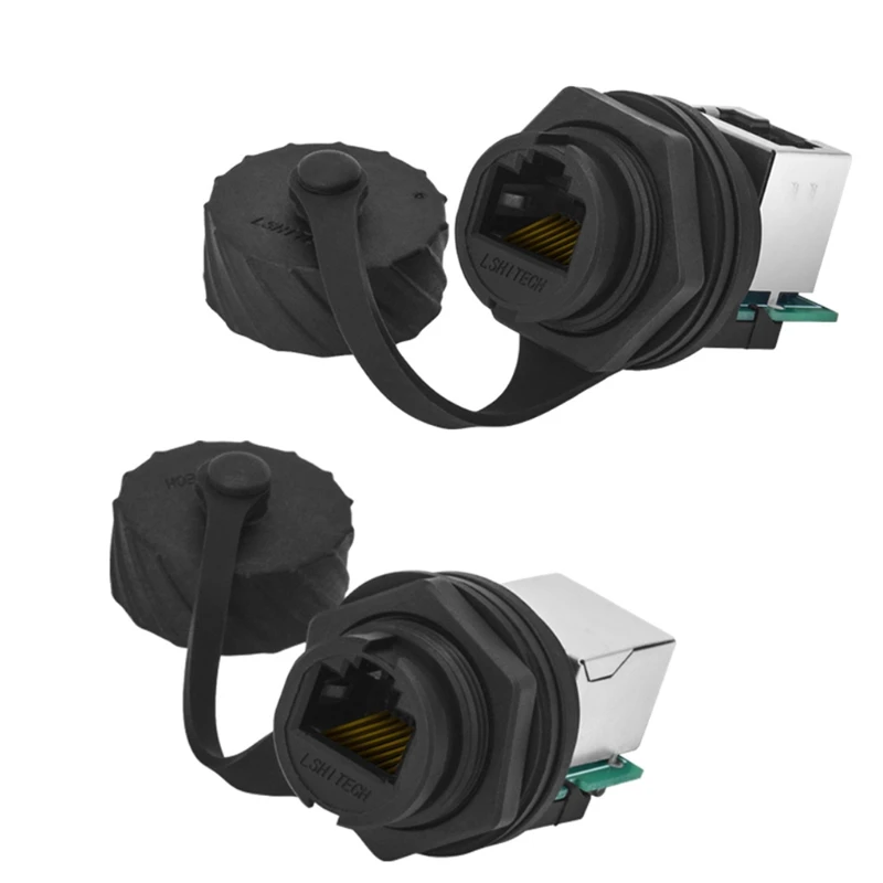 

RJ45 Ethernet Connector Cat5e Male to Female Waterproof Plug Socket Panel Mount