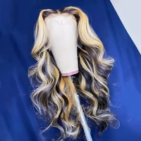 body wave honey blonde highlight lace part wig ombre human hair wig for black women brazilian 100 human hair