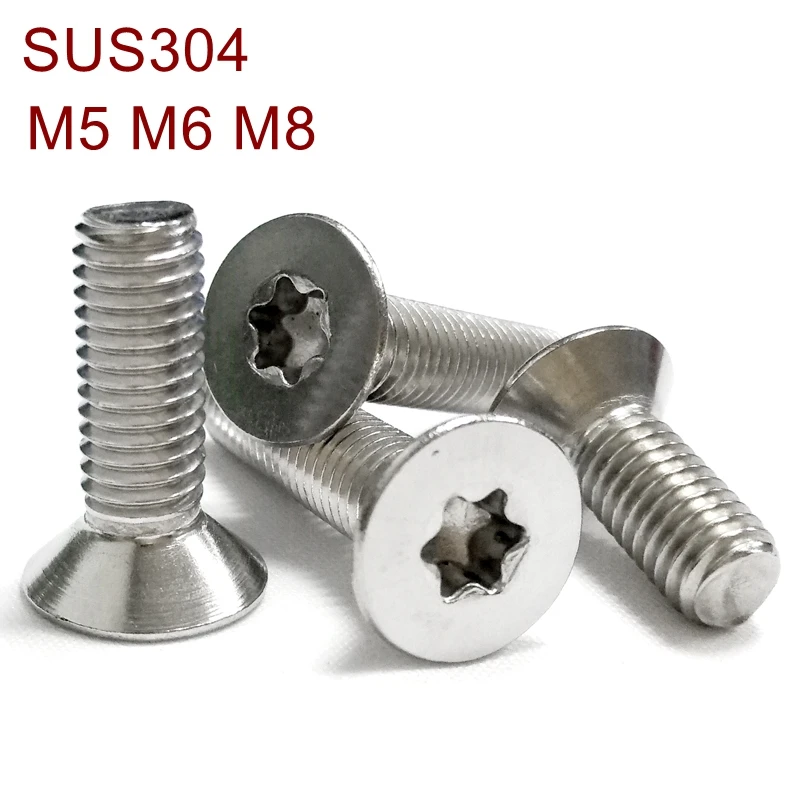 Винты из нержавеющей стали с плоской головкой Torx M5 M6 M8 SUS304 шесть лопастей винты