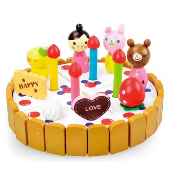 

D732 Free shipping strawberry cartoon snowman small cake Long wooden simulation play toys