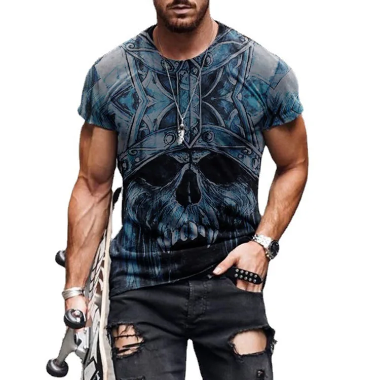 

Men's T-shirt 2021 summer hot new casual quick-drying round neck short-sleeved digital printing slim-fit pullover