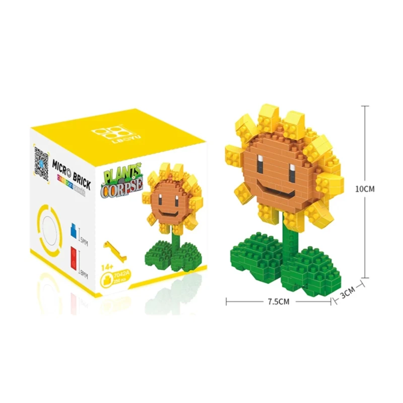 Мини-конструктор Растения против Зомби игрушки бриллиантовые гранулы собранные