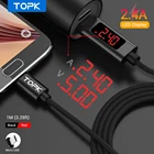 TOPK 2.4A (макс.) дисплей напряжения и тока, нейлоновый Плетеный алюминиевый корпус, кабель Micro USB для Samsung Xiaomi HTC