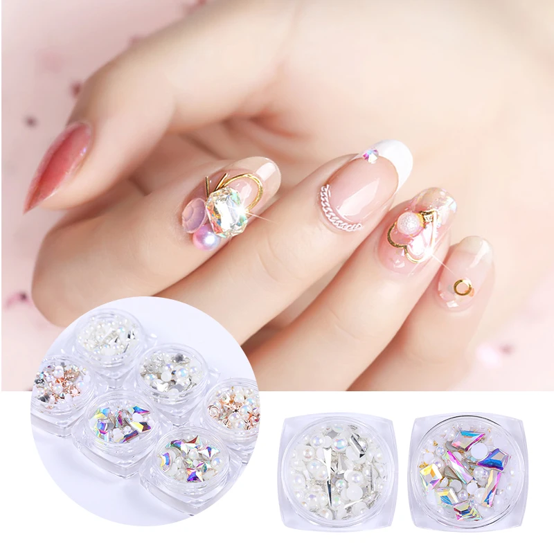 1 коробка голографические Стразы для ногтей смешанный размер гвозди шпильки