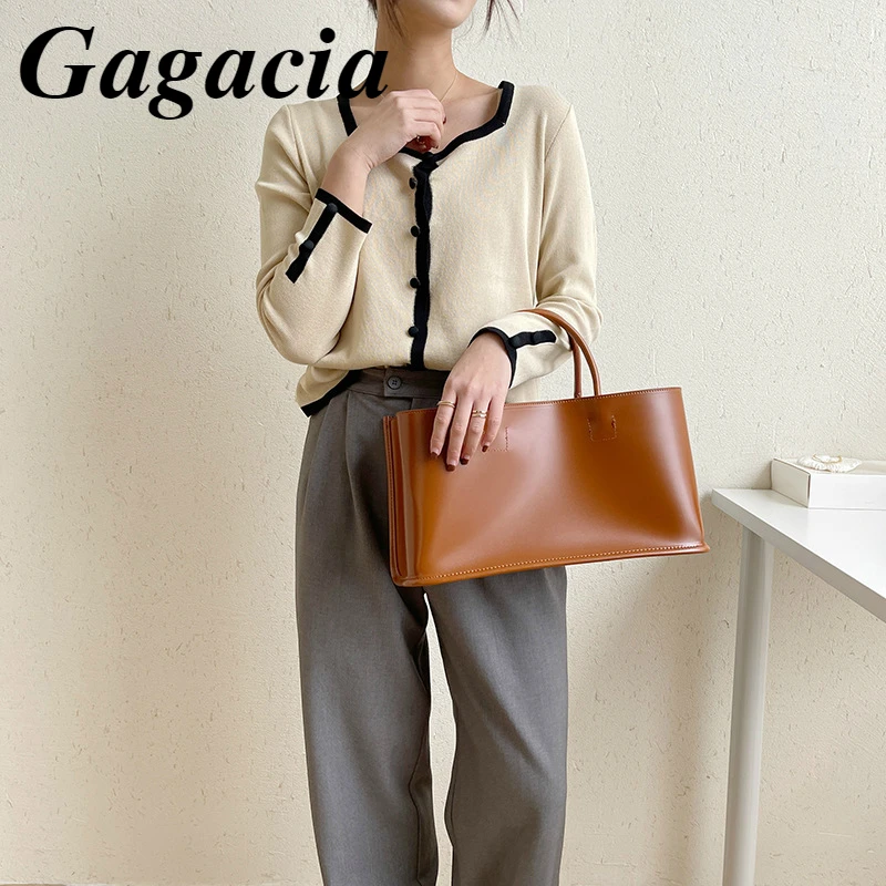 

Gagacia Women Totes Bags PU Leather Large Capacity Shopping Handbag Luxury Designer Female Handbags New Fashion Black White Bag