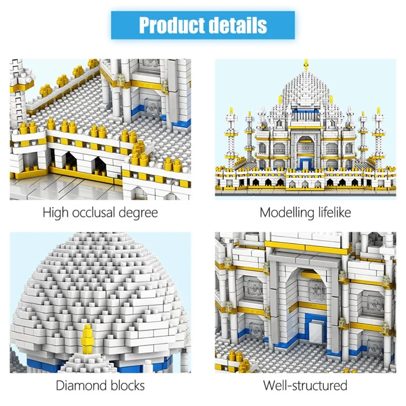 3950Pcs Creative Mini Blocks World Famous Architecture Taj Mahal 3D Model Building Educational Bricks Toys for Kids Gifts - купить по
